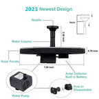 Diagram of a solar water pump with labeled parts and dimensions.