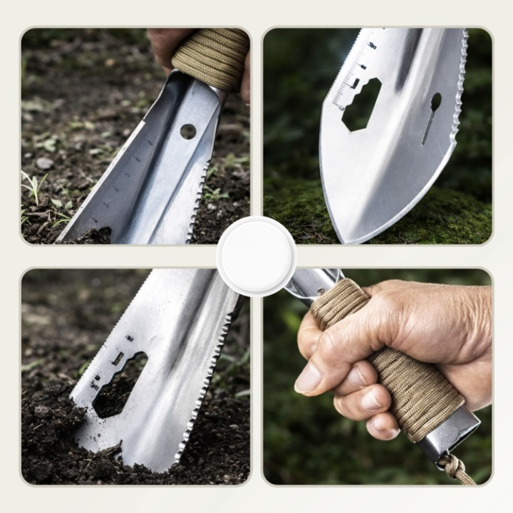 Multifunction Garden Shovel | Hardened Steel, Serrated Edge, Compact
