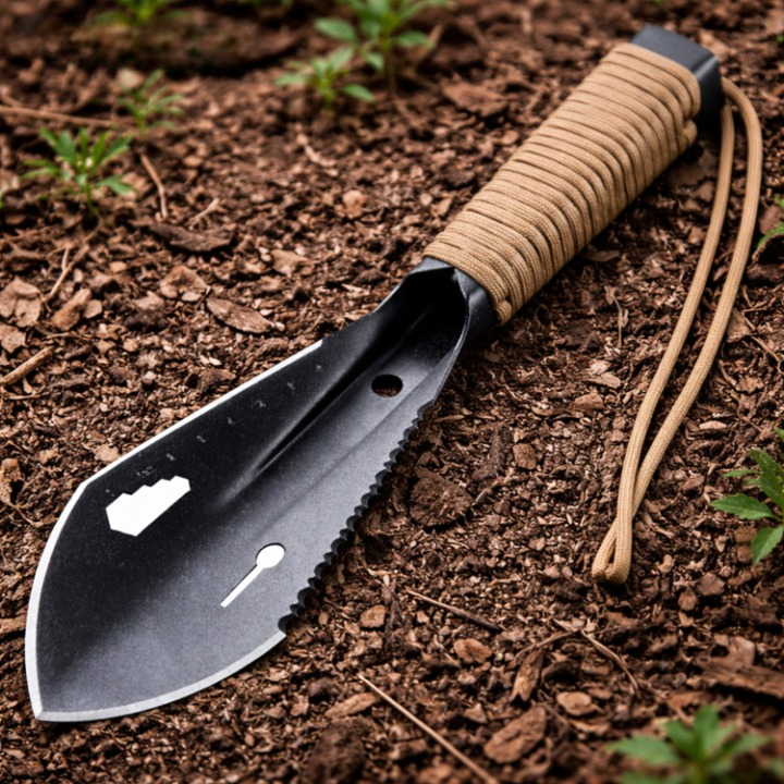 Multifunction Garden Shovel | Hardened Steel, Serrated Edge, Compact