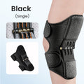Black knee brace with detailed view on a light gray background