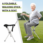 2-in-1 Walking Stick with Seat | Foldable Stainless Steel Cane