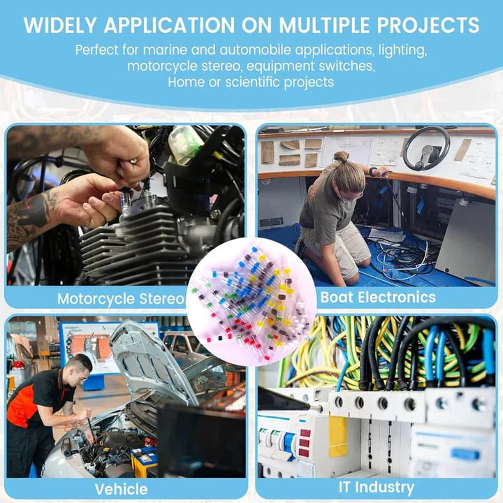 Collage of people working on various projects with text about wide application on multiple projects.