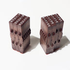 Two wooden number lockers with numerical and letter combinations on a white background