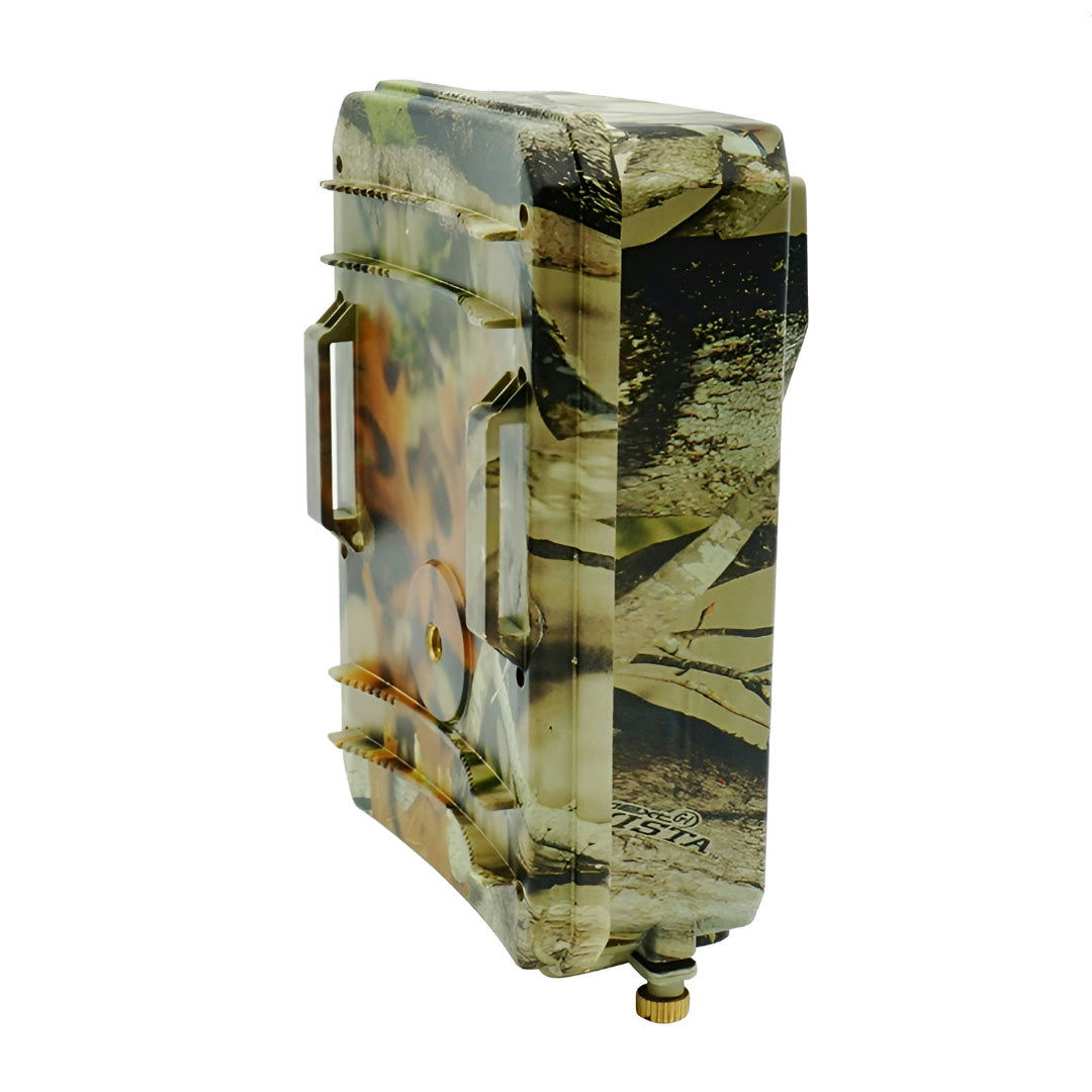 Camouflage-patterned electronic device on a white background