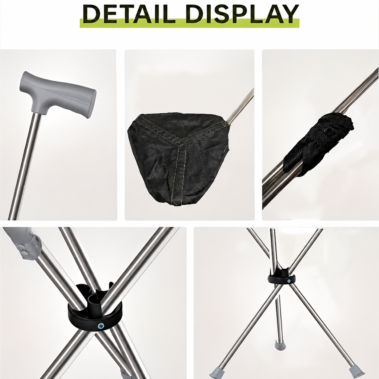 2-in-1 Walking Stick with Seat | Foldable Stainless Steel Cane