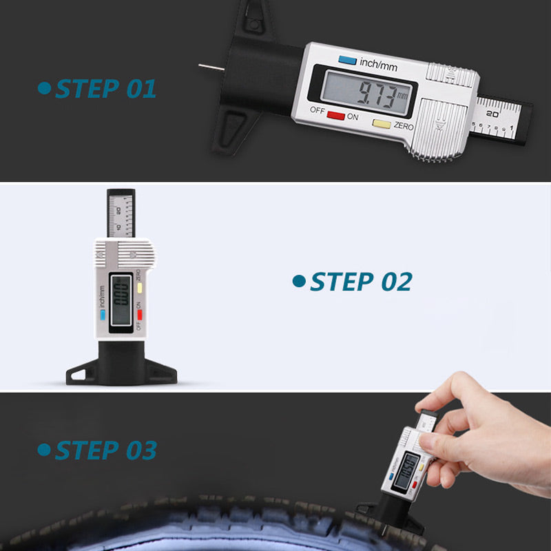 Digital Tyre Tread Depth Gauge | LCD Display, 0.01mm Accuracy