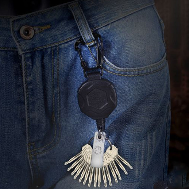 Retractable ID Holder | 80cm Reach, 360° Rotation, Carabiner Clip