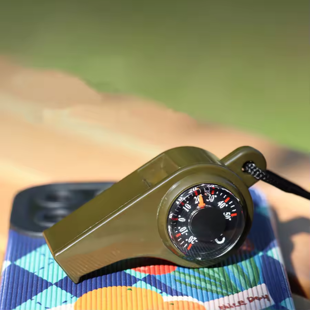 Survival Whistle with Compass and Thermometer | 3-in-1, No Batteries Needed