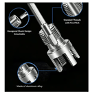 Metal screw with features highlighted on a black background