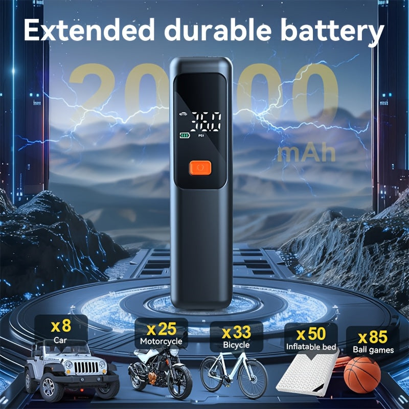 Portable Tyre Inflator with LCD – Auto Shut-Off, 150 PSI, Rechargeable