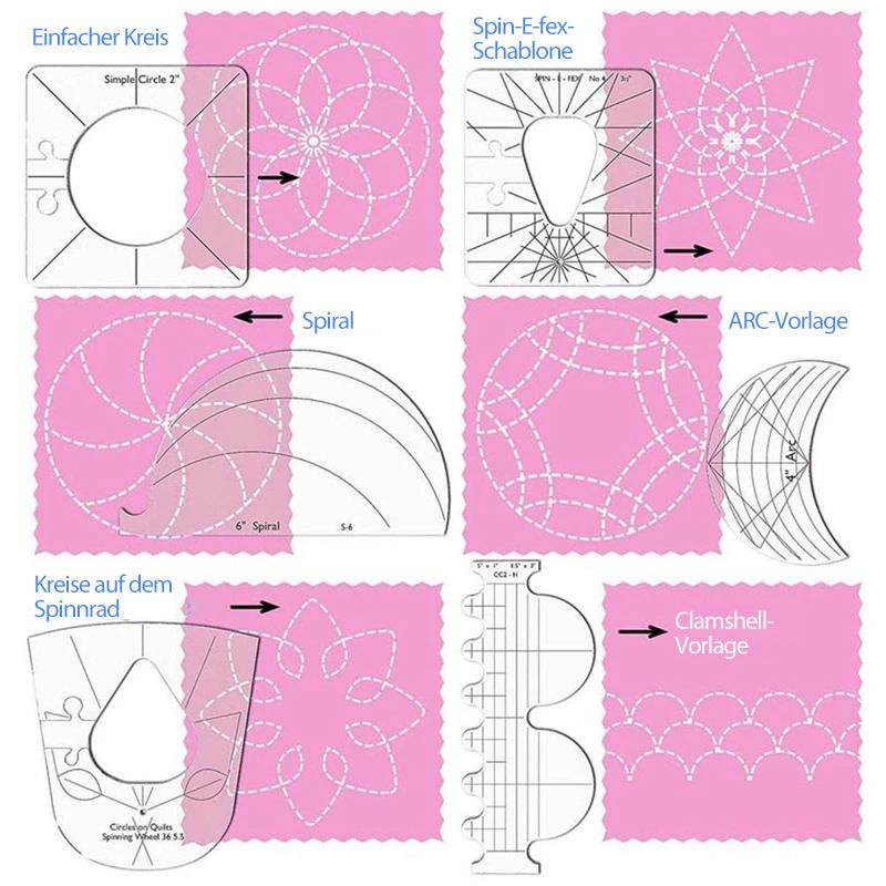 Acrylic Quilt Template Set | 6 Professional Sewing Patterns for Patchwork