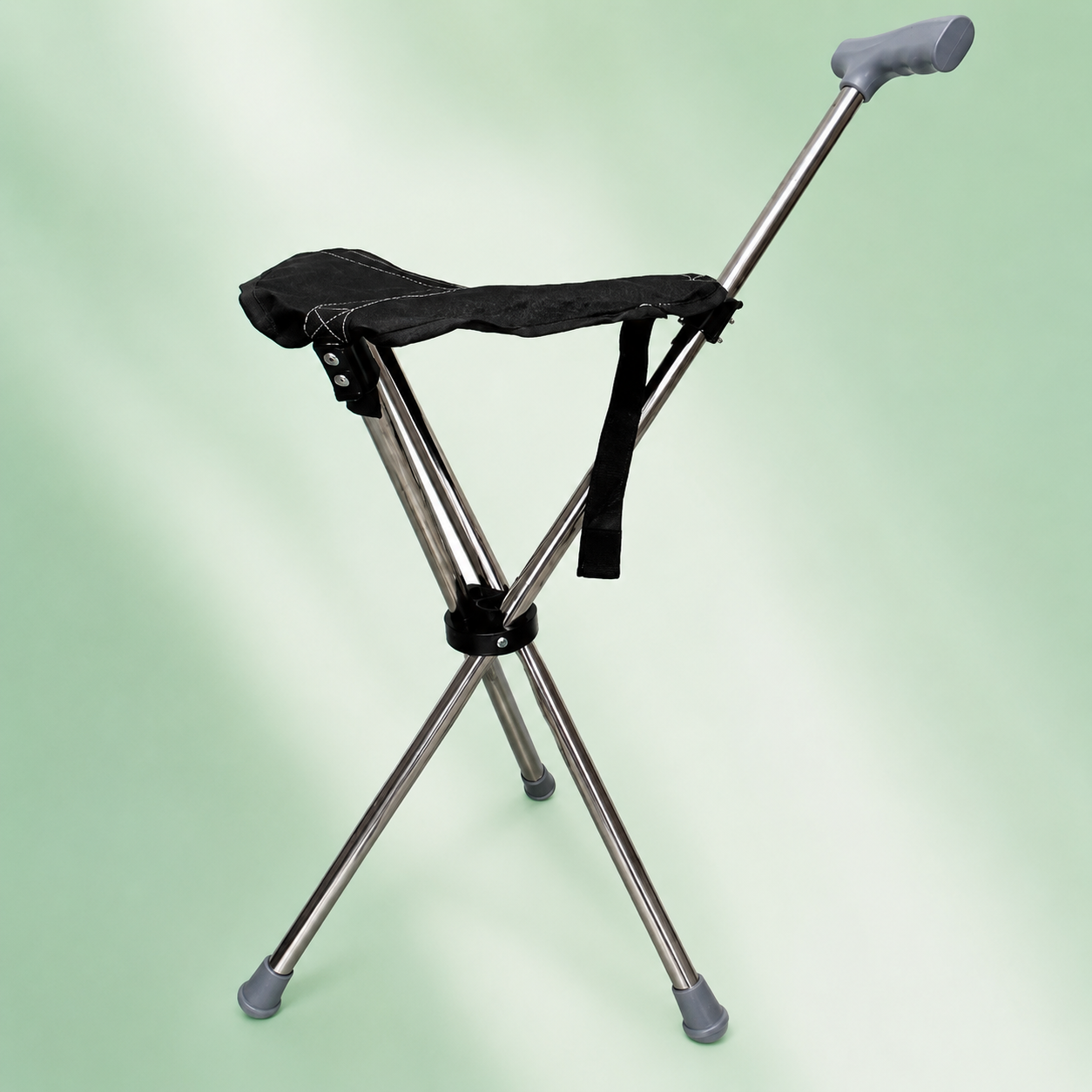 2-in-1 Walking Stick with Seat | Foldable Stainless Steel Cane
