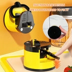 Yellow and black tool with suction base design on a yellow background