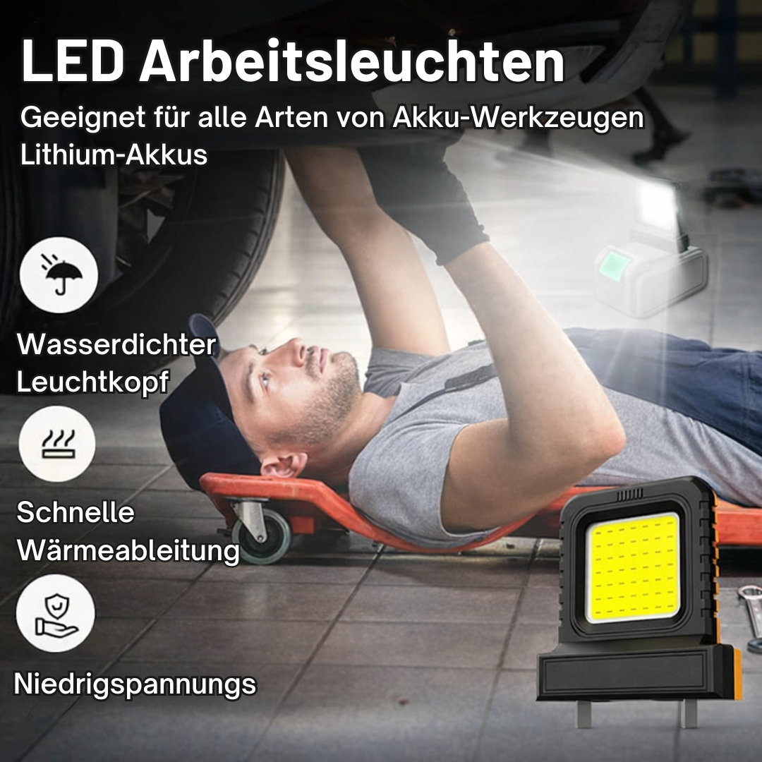 Cordless Work Light | Fits Makita, DeWalt, Milwaukee, Bosch, Einhell Batteries
