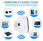 White Wi-Fi adapter with compatibility icons for camera, phone, laptop, TV, TV box, and PC on a white background.