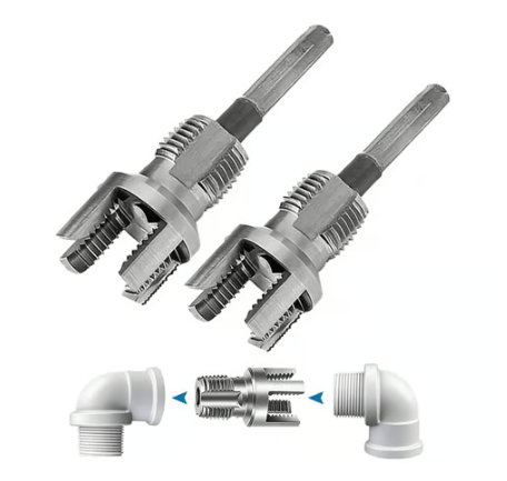 Set of plumbing connectors on a white background