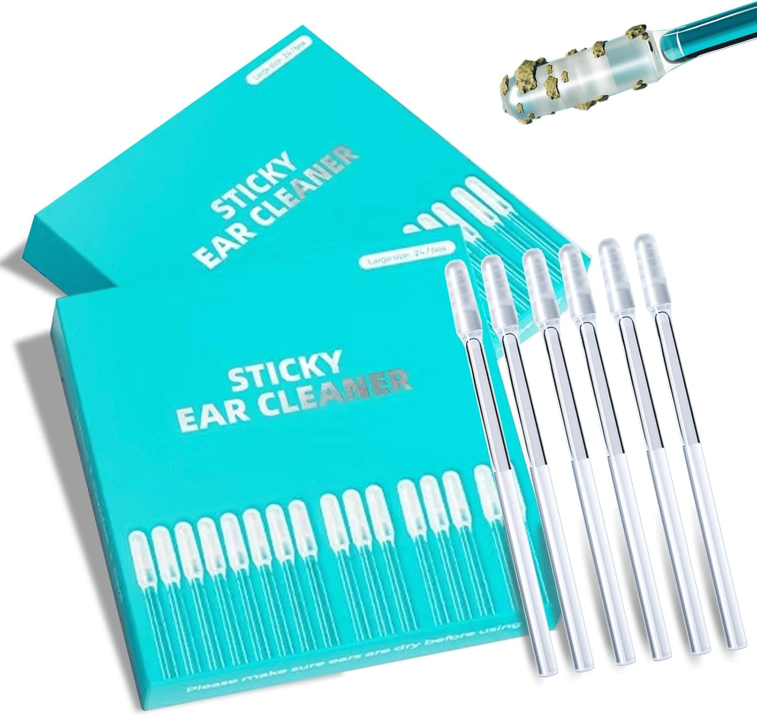 Reusable Ear Cleaner | Sticky Tip, Gentle, 24 Pieces per Set