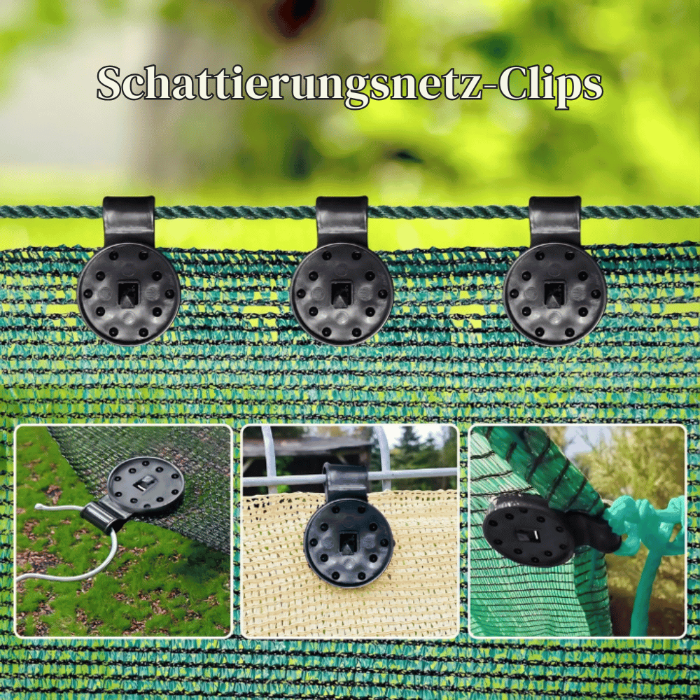 Schattierungsnetz-Clips with green mesh background