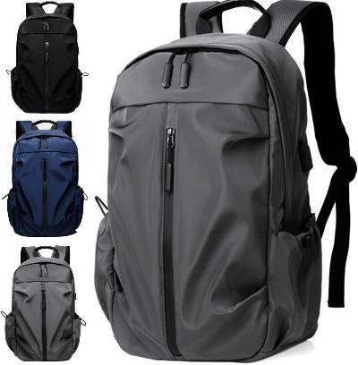 Gray backpack with multiple color options displayed.