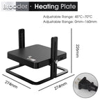 Brooder heating plate with adjustable range and dimensions on a white background