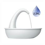 White sink with a faucet and water droplet icon displaying 2.34L on a white background