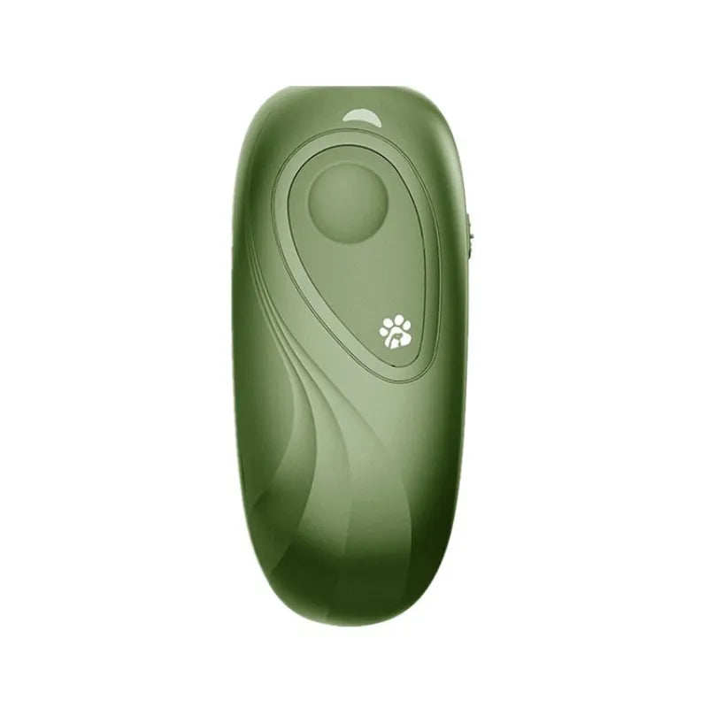 Green electronic device with a paw print symbol on a white background