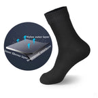 Black sock with cross-sectional diagram showing material layers on a white background