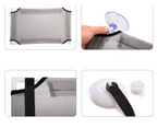 Collage of a mesh bag with a suction cup and straps on a white background