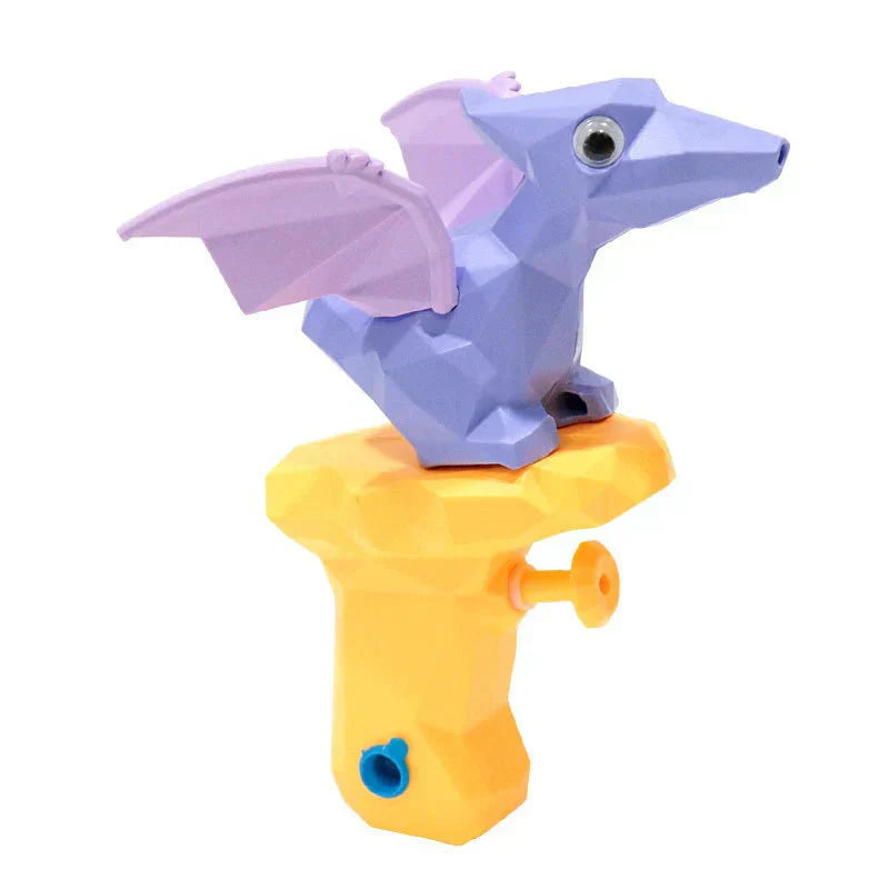 Toy pterodactyl on a yellow stand with a white background