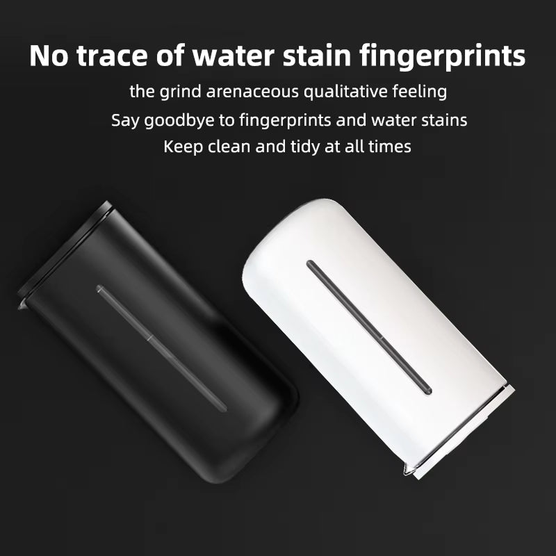 Black and white electronic devices with text about fingerprint and water stain resistance on a dark background