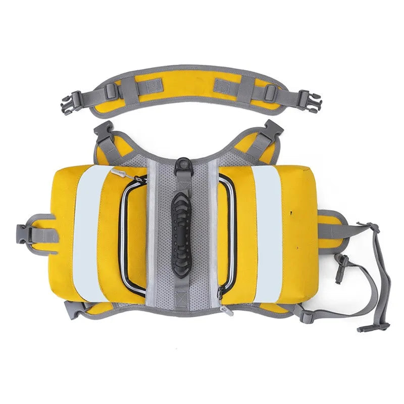 Yellow and gray life vest on a white background