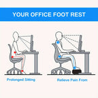 Illustration of office foot rest to relieve pain from prolonged sitting.