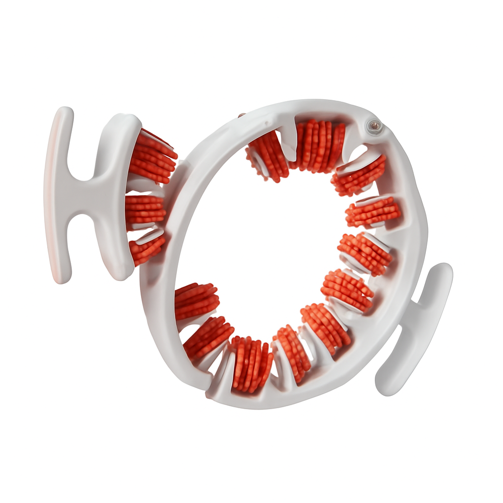 White and red dental cleaning device on a white background