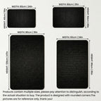 Black rectangular mats with measurements on a gray background