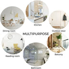 Collage of different rooms labeled with their functions including dining room, kitchen, outdoor door, reading room, and bathroom.