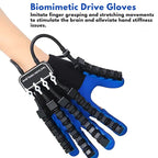Biomimetic drive gloves with text explaining their function on a white background