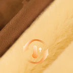 Close-up of brown and beige fabric with a temperature icon overlay.