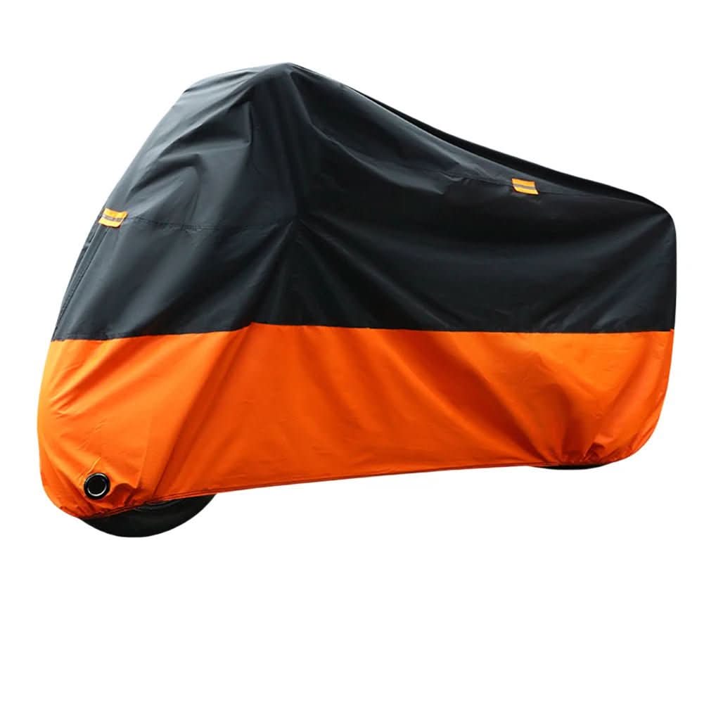 Black and orange motorcycle cover on a white background