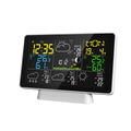 Digital weather station with clock and weather forecast on a white background
