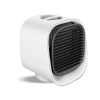 White and black portable air conditioner on a white background
