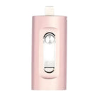 Pink cylindrical product with a white cap on a white background