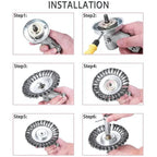 Step-by-step installation guide for a wheel brush tool.
