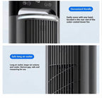 Water-cooled tower fan with highlighted features on a light blue background