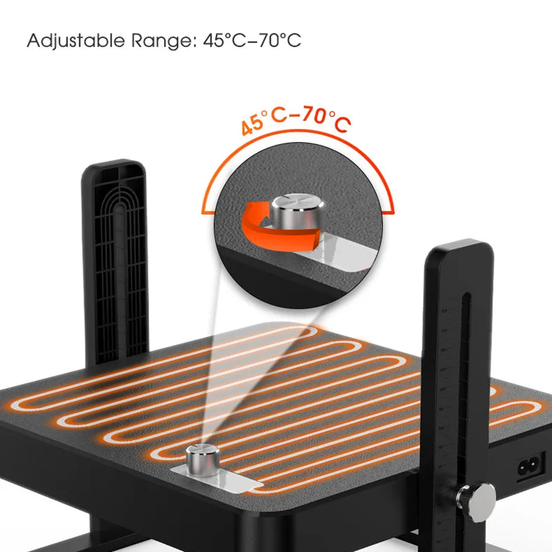 Heating element with adjustable temperature range on a white background
