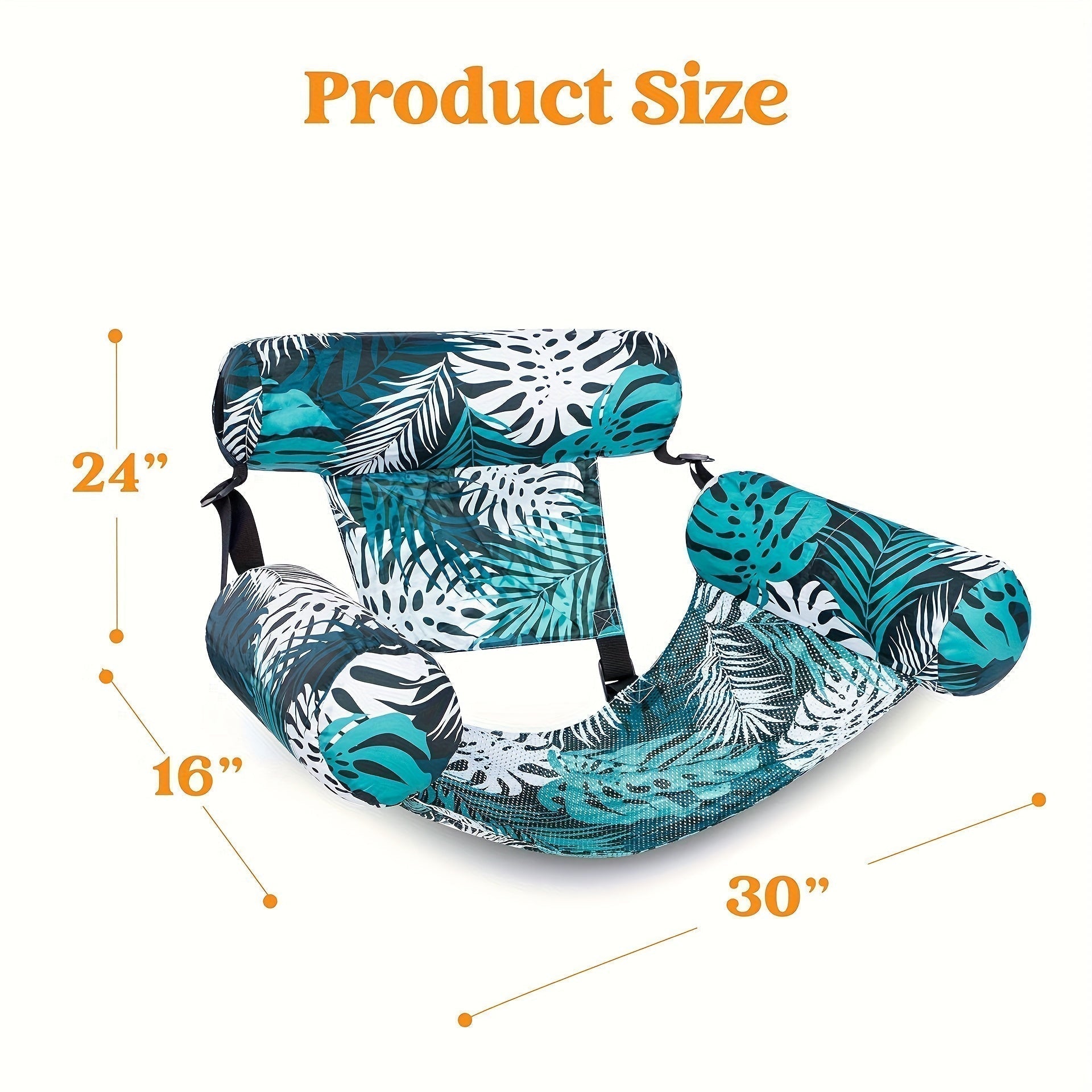 Tropical leaf-patterned product with measurements on a white background