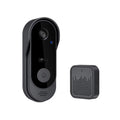 Black video doorbell system on a white background